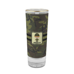 Green Camo 2 oz Shot Glass - Glass with Gold Rim (Personalized)