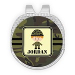 Green Camo Golf Ball Marker - Hat Clip - Silver
