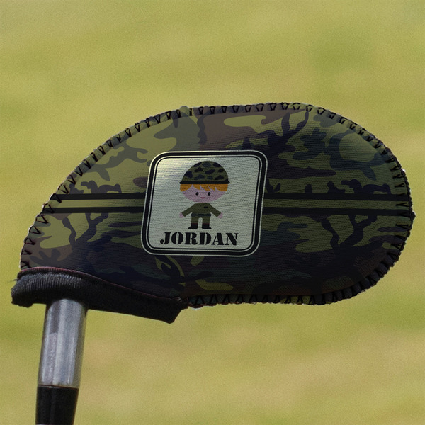 Custom Green Camo Golf Club Iron Cover (Personalized)