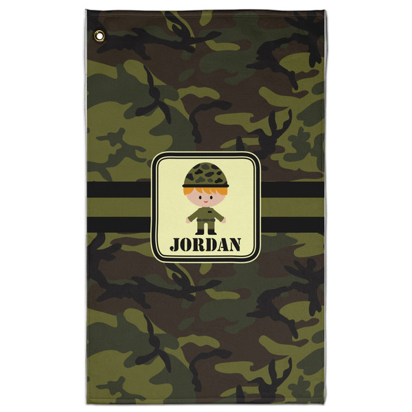 Custom Green Camo Golf Towel - Poly-Cotton Blend w/ Name or Text