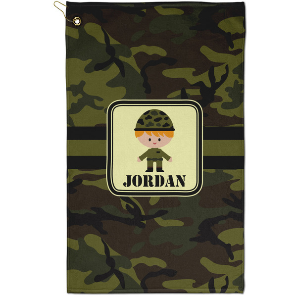 Custom Green Camo Golf Towel - Poly-Cotton Blend - Small w/ Name or Text