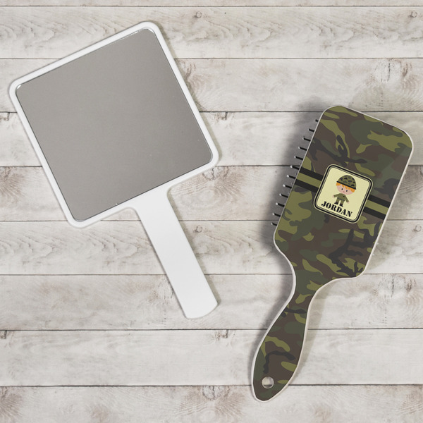 Green Camo Hair Brush - In Context