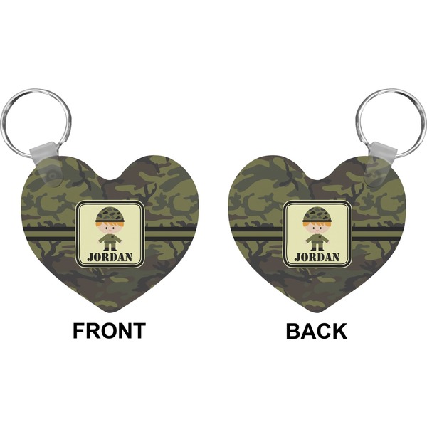 Green Camo Heart Keychain (Front + Back)