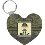 Green Camo Heart Plastic Keychain w/ Name or Text