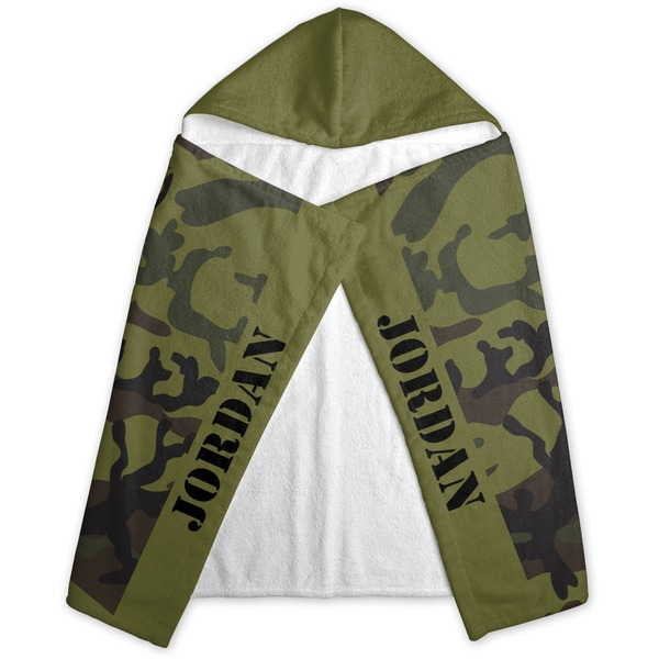 Green Camo Hooded Towel - Folded