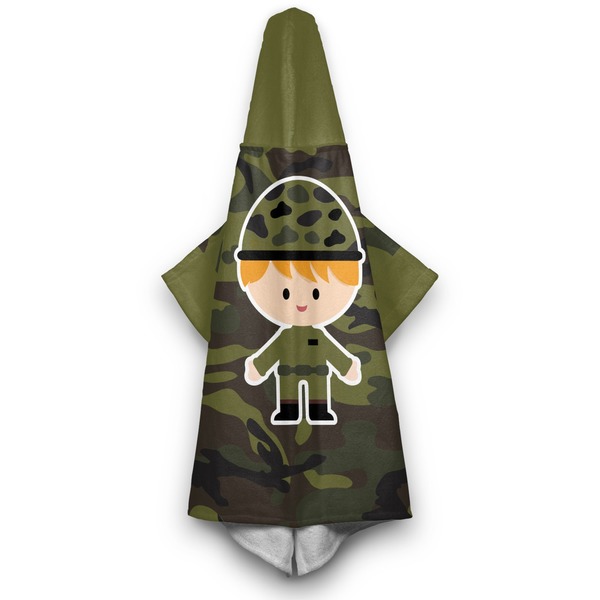 Green Camo Hooded Towel - Hanging