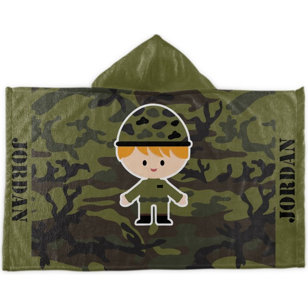 Custom Green Camo Kids Hooded Towel (Personalized)