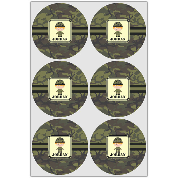 Green Camo Icing Circle - Large - Set of 6