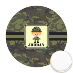 Green Camo Printed Cookie Topper - Round (Personalized)