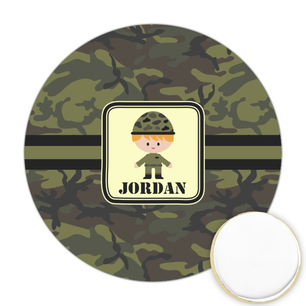 Custom Green Camo Printed Cookie Topper - 2.5" (Personalized)