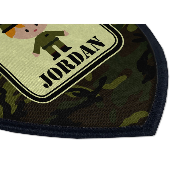 Green Camo Iron on Shield 3 Detail