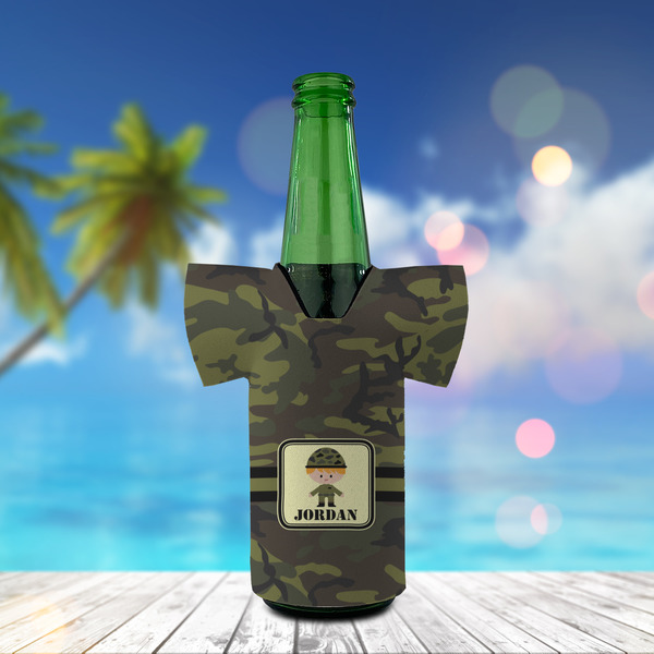 Green Camo Jersey Bottle Cooler - LIFESTYLE
