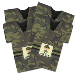 Green Camo Jersey Bottle Cooler - Set of 4 (Personalized)