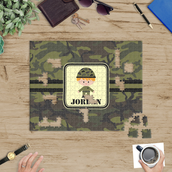 Green Camo Jigsaw Puzzle 500 Piece - In Context