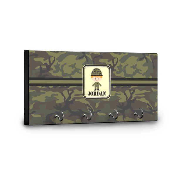 Green Camo Key Hanger - Front View with Hooks