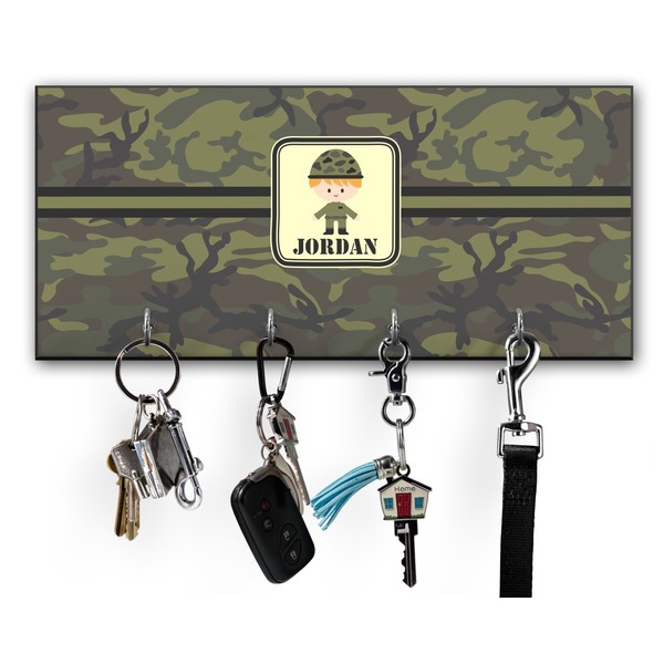 Custom Green Camo Key Hanger w/ 4 Hooks w/ Graphics and Text