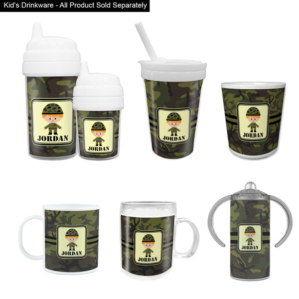 Green Camo Kid's Drinkware - Customized & Personalized