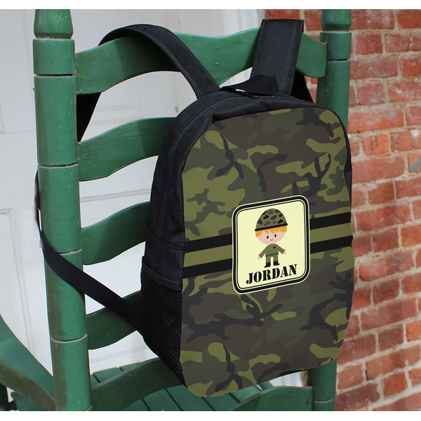 Green Camo Kids Backpack - In Context