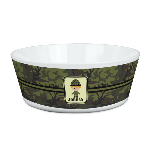 Custom Green Camo Kid's Bowl (Personalized)