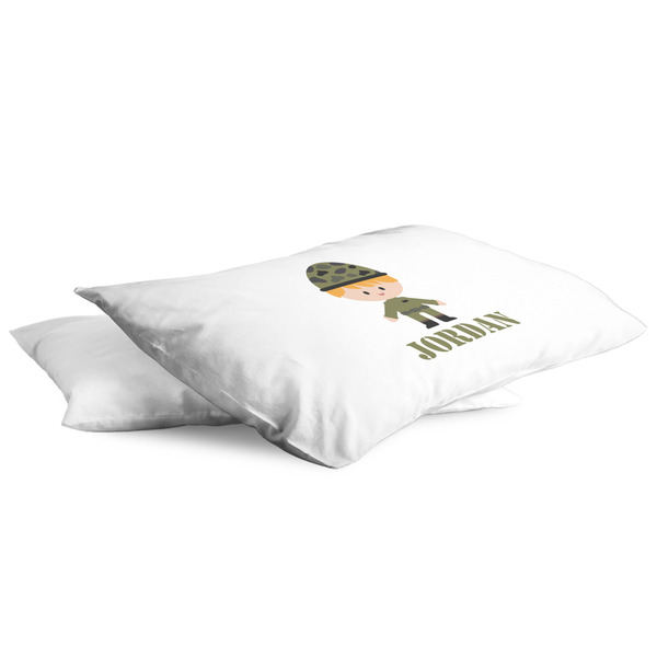 Green Camo King Pillow Case - TWO (partial print)