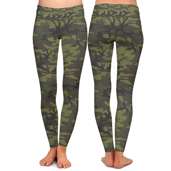 Green Camo Ladies Leggings - Front and Back