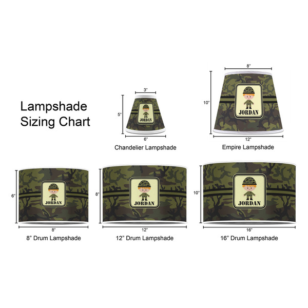 Green Camo Lampshade Sizing Chart
