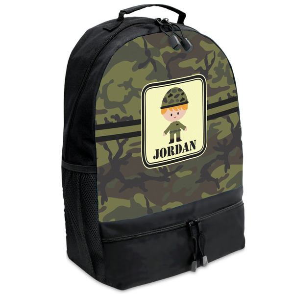 Custom Green Camo Backpacks - Black (Personalized)