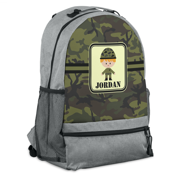 Custom Green Camo Backpack - Grey (Personalized)