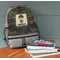 Green Camo Large Backpack - Gray - On Desk