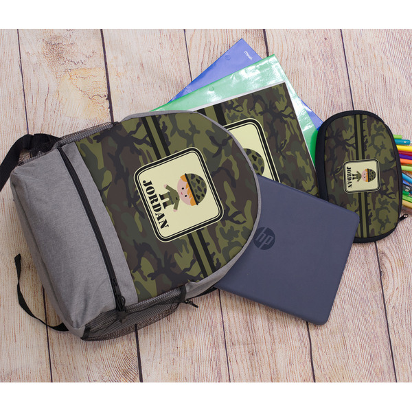 Green Camo Large Backpack - Gray - With Stuff