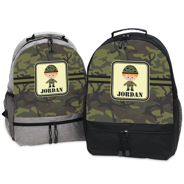 Green Camo Large Backpacks - Both