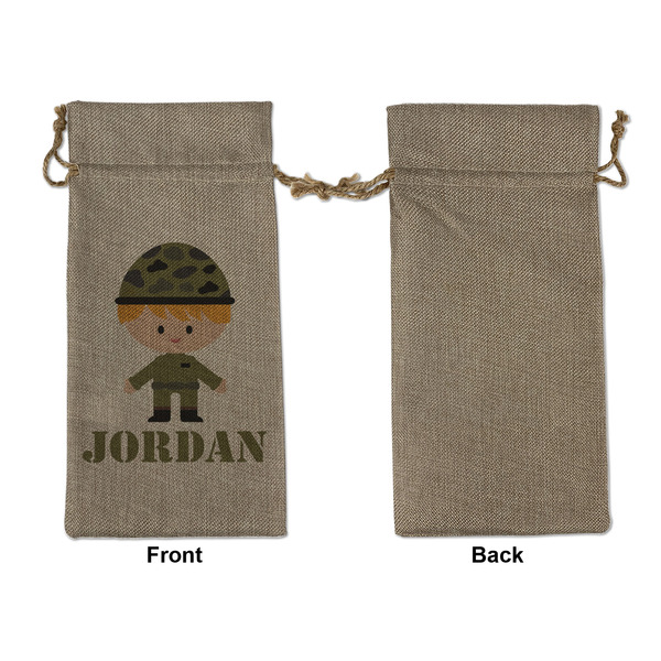 Green Camo Large Burlap Gift Bags - Front Approval
