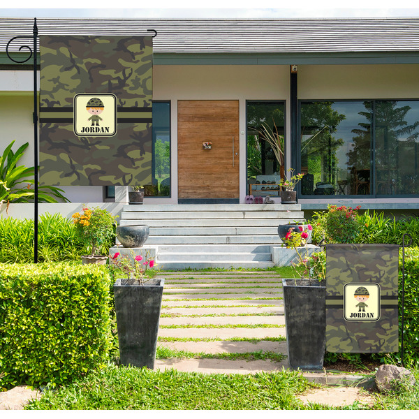 Custom Green Camo Large Garden Flag - Double Sided (Personalized)