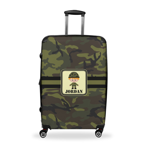 Custom Green Camo Suitcase - 28" Large - Checked w/ Name or Text
