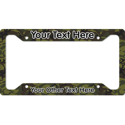 Custom Personalized License Plate Frame – White With Green Letters – 2 Frames