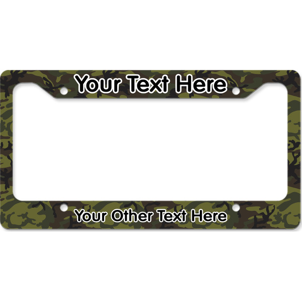 Custom Green Camo License Plate Frame - Style B (Personalized)