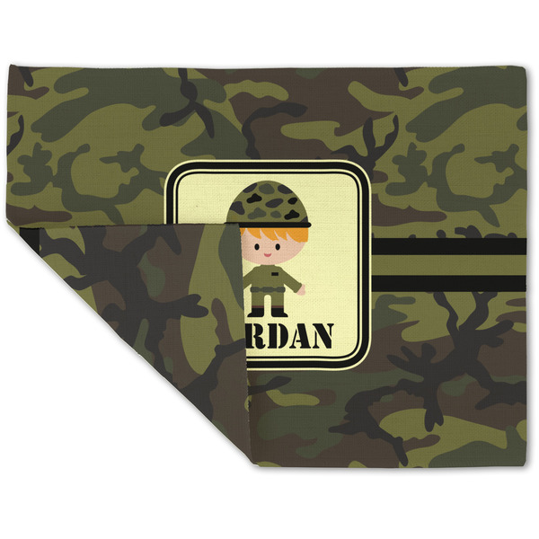 Custom Green Camo Double-Sided Linen Placemat - Single w/ Name or Text
