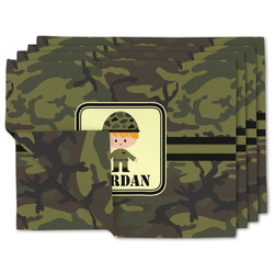 Green Camo Linen Placemat w/ Name or Text