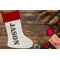 Green Camo Linen Stocking w/Red Cuff - Flat Lay (LIFESTYLE)