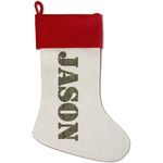 Green Camo Red Linen Stocking (Personalized)
