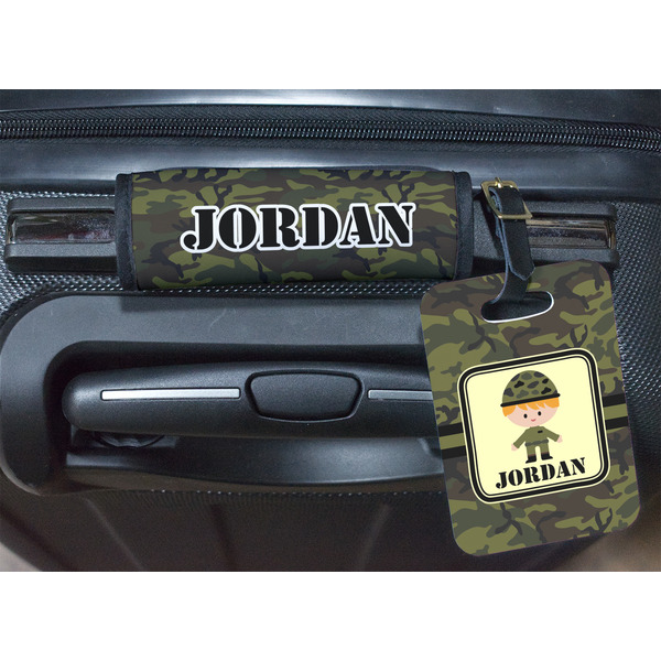 Green Camo Luggage Wrap & Tag
