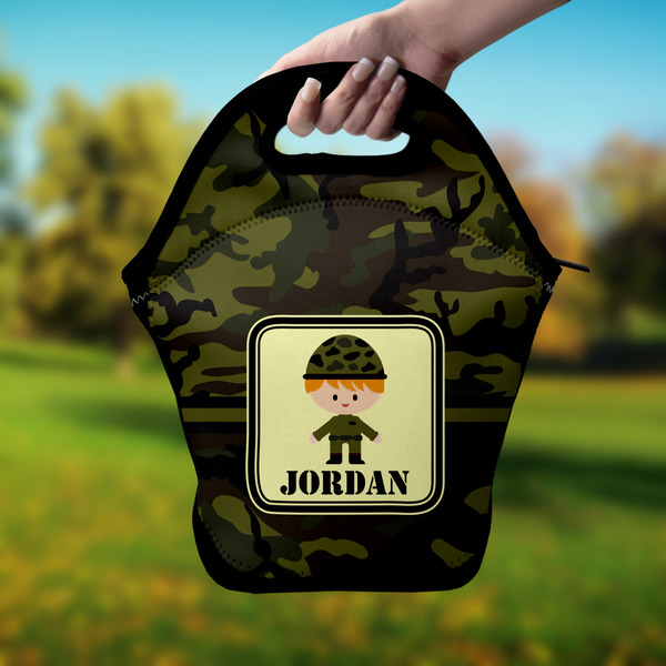 Green Camo Lunch Bag - Hand