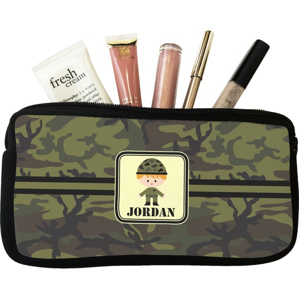 Custom Green Camo Makeup / Cosmetic Bag (Personalized)