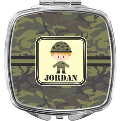 Green Camo Compact Makeup Mirror (Personalized)