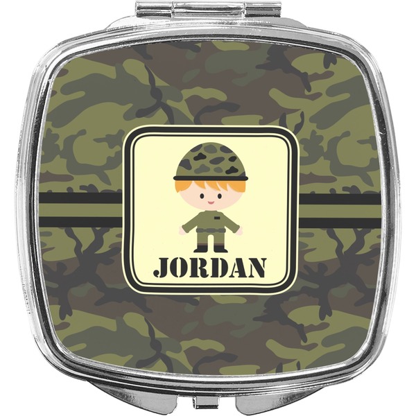 Custom Green Camo Compact Makeup Mirror (Personalized)
