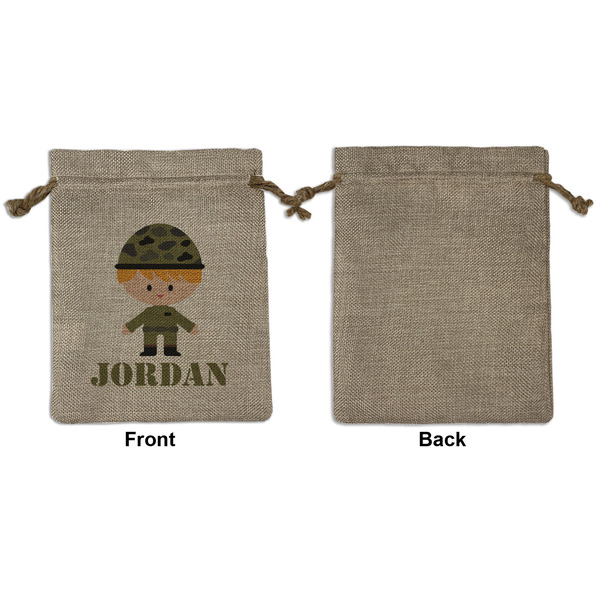Green Camo Medium Burlap Gift Bag - Front Approval