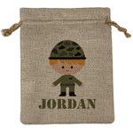 Green Camo Medium Burlap Gift Bag - Front (Personalized)
