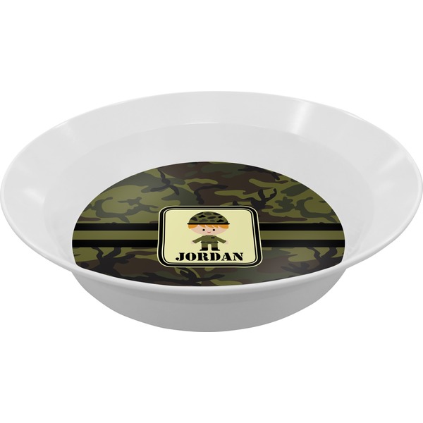Custom Green Camo Melamine Bowl (Personalized)
