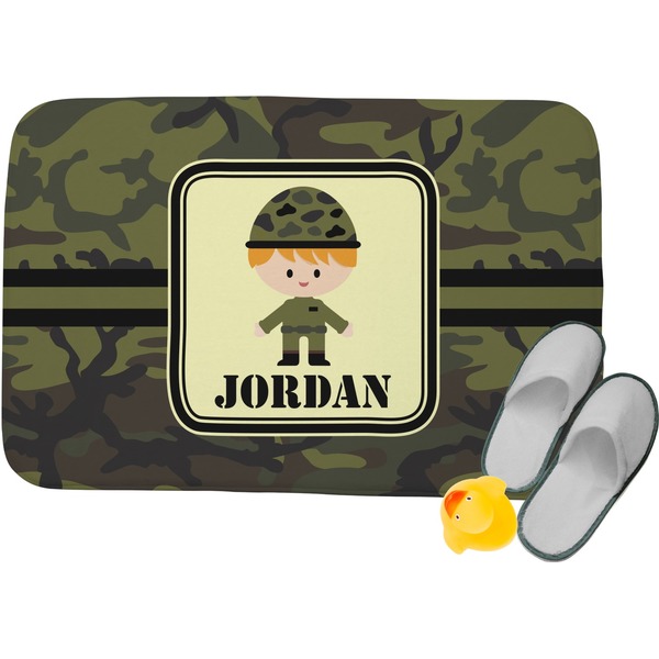 Custom Green Camo Memory Foam Bath Mat - 34"x21" (Personalized)