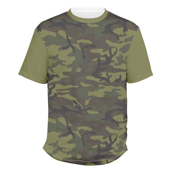 Custom Green Camo Men's Crew T-Shirt - 2X Large